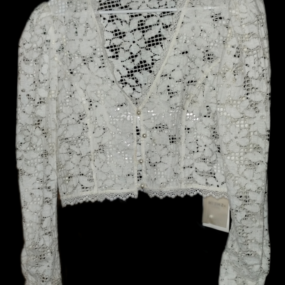 Lacy bolero top. NWT Shein size L off white